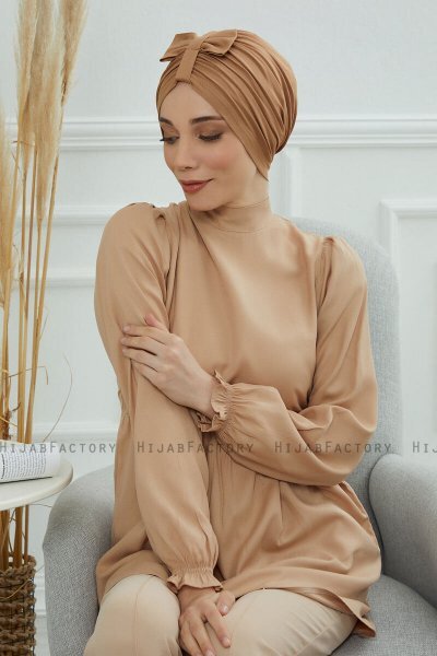 Agnes - Turbante De Algodón Marrón Claro