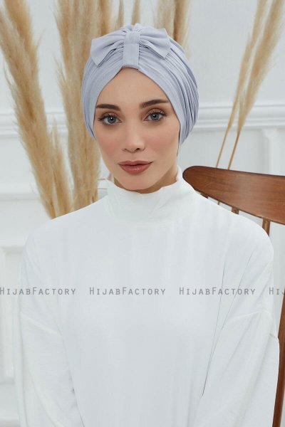 Agnes - Turbante De Algodón Gris Claro