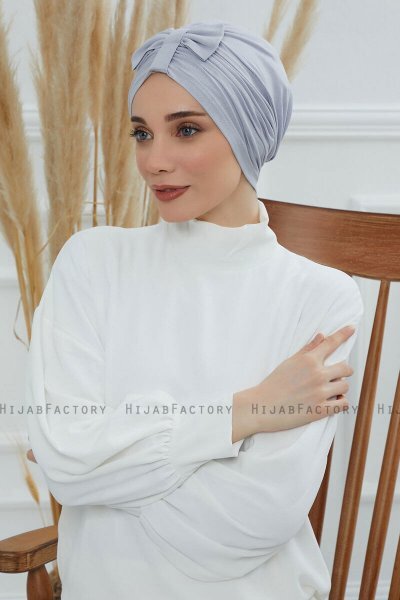Agnes - Turbante De Algodón Gris Claro