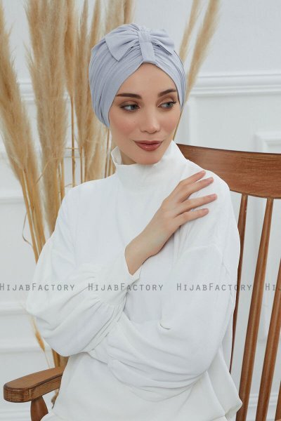 Agnes - Turbante De Algodón Gris Claro