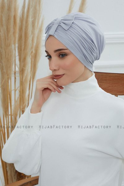 Agnes - Turbante De Algodón Gris Claro