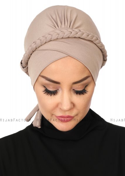 Olivia - Turbante De Algodón Taupe - Ayse Turban