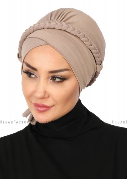 Olivia - Turbante De Algodón Taupe - Ayse Turban