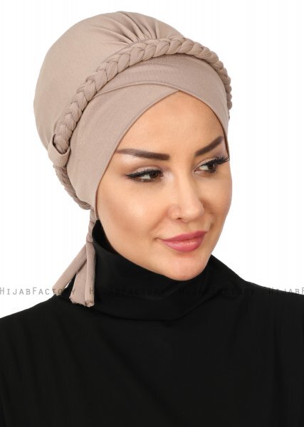 Olivia - Turbante De Algodón Taupe - Ayse Turban