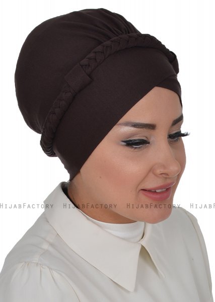 Olivia - Turbante De Algodón Marrón - Ayse Turban