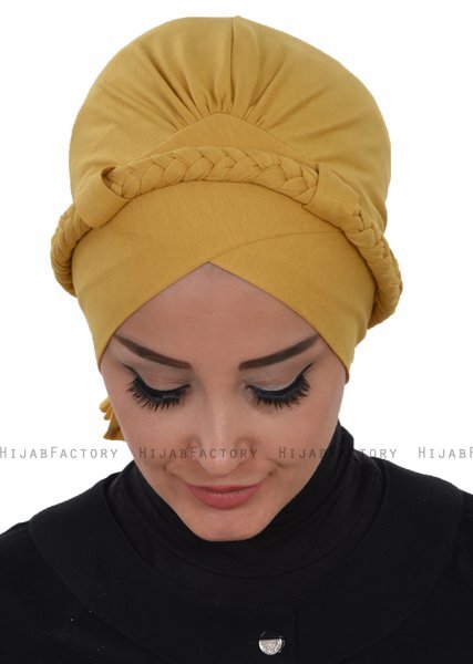 Olivia - Turbante De Algodón Mostaza - Ayse Turban