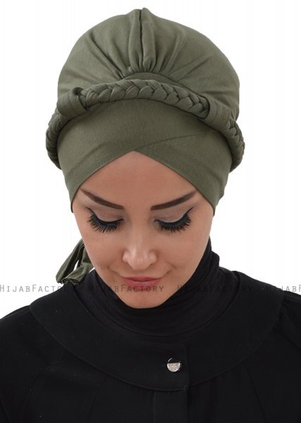 Olivia - Turbante De Algodón Caqui - Ayse Turban