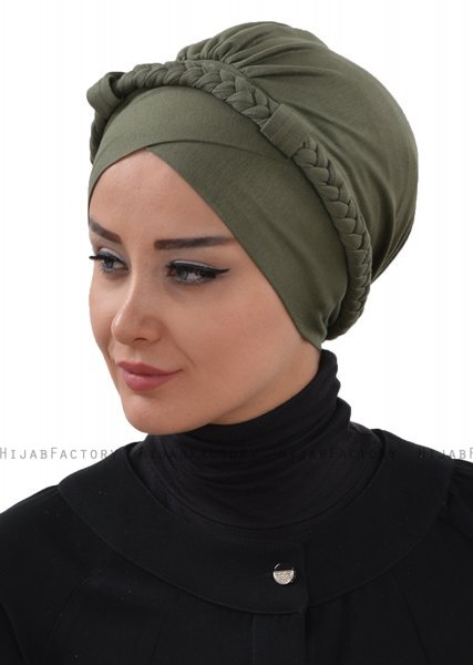 Olivia - Turbante De Algodón Caqui - Ayse Turban