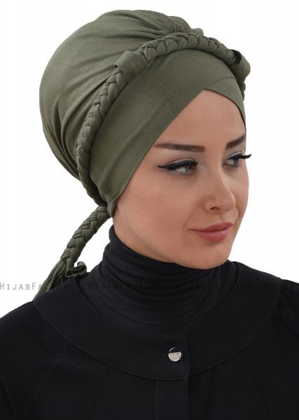 Olivia - Turbante De Algodón Caqui - Ayse Turban