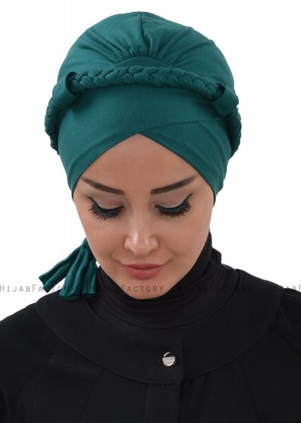 Olivia - Turbante De Algodón Verde Oscuro - Ayse Turban