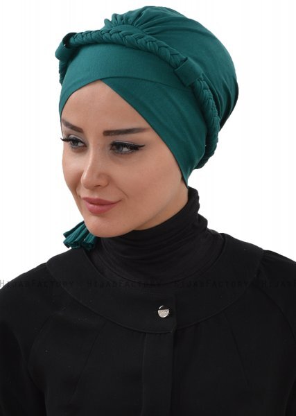 Olivia - Turbante De Algodón Verde Oscuro - Ayse Turban