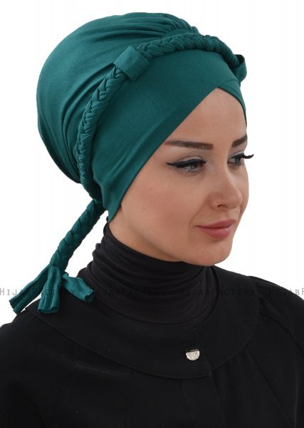 Olivia - Turbante De Algodón Verde Oscuro - Ayse Turban