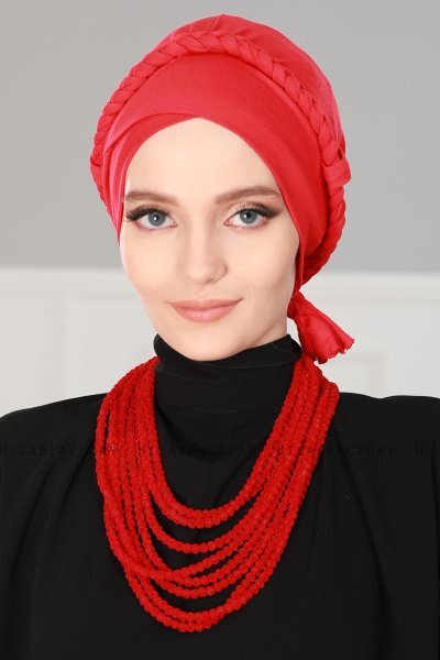 Olivia - Turbante De Algodón Rojo - Ayse Turban