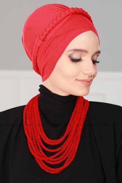Olivia - Turbante De Algodón Rojo - Ayse Turban