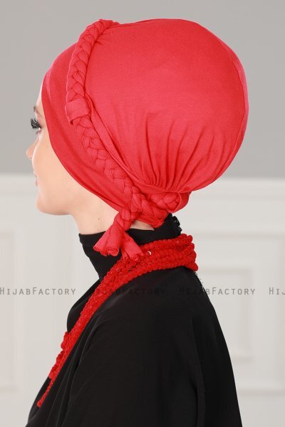Olivia - Turbante De Algodón Rojo - Ayse Turban