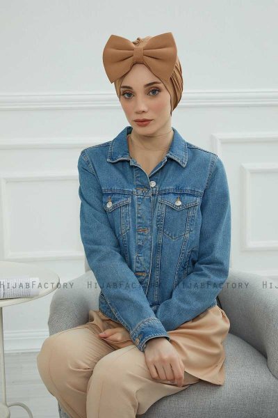 Julia - Turbante De Algodón Marrón Claro