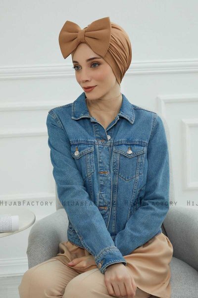 Julia - Turbante De Algodón Marrón Claro