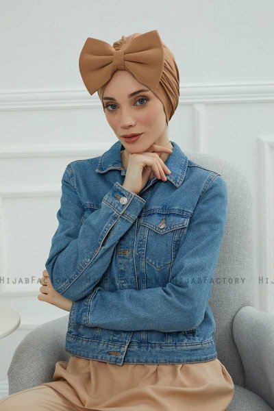 Julia - Turbante De Algodón Marrón Claro