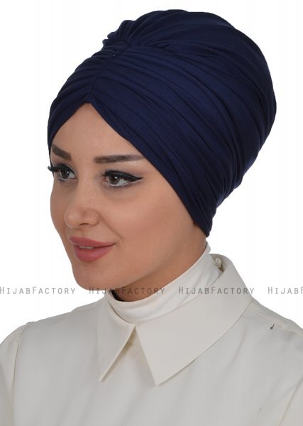 Wilma - Turbante De Algodón Azul Marino - Ayse Turban