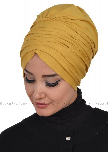 Wilma - Turbante De Algodón Mostaza - Ayse Turban