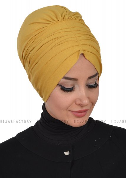 Wilma - Turbante De Algodón Mostaza - Ayse Turban