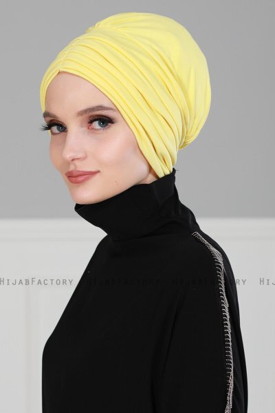 Wilma - Turbante De Algodón Amarillo - Ayse Turban