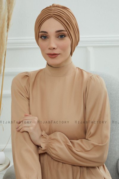 Wilma - Turbante De Algodón Marrón Claro
