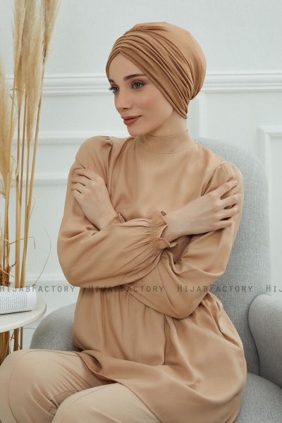 Wilma - Turbante De Algodón Marrón Claro