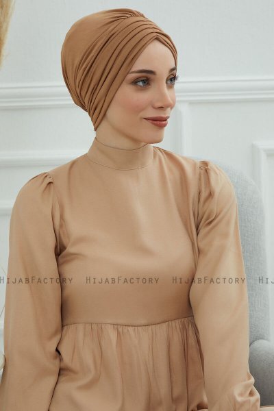 Wilma - Turbante De Algodón Marrón Claro