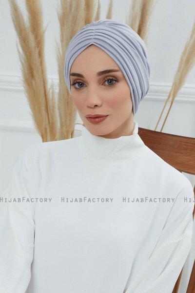 Wilma - Turbante De Algodón Gris Claro
