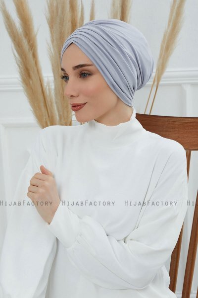 Wilma - Turbante De Algodón Gris Claro