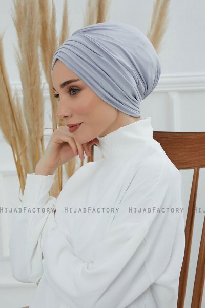 Wilma - Turbante De Algodón Gris Claro