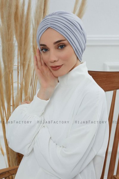 Wilma - Turbante De Algodón Gris Claro