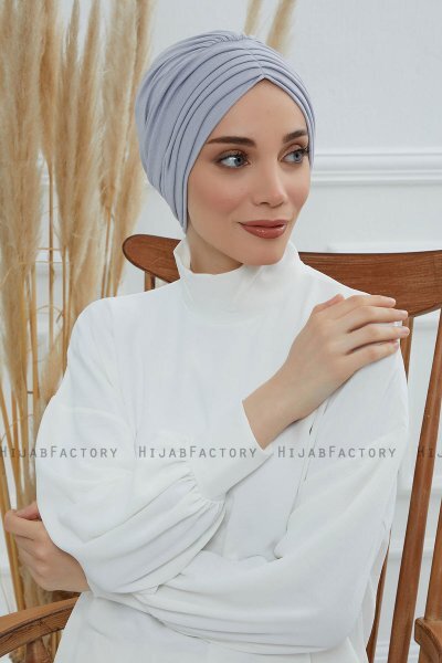 Wilma - Turbante De Algodón Gris Claro