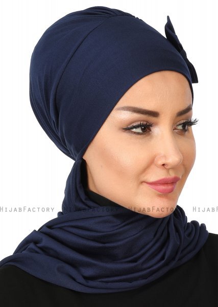Bianca - Turbante De Algodón Azul Marino