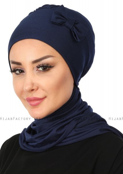 Bianca - Turbante De Algodón Azul Marino