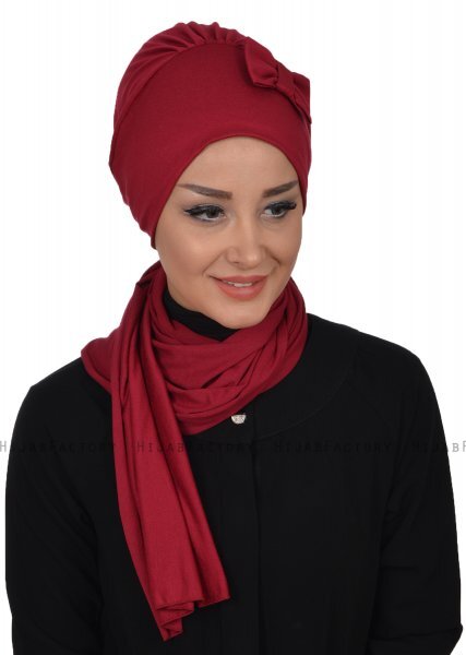 Bianca - Turbante De Algodón Burdeos
