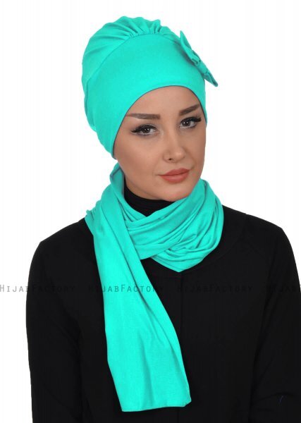Bianca - Turbante De Algodón Turquesa