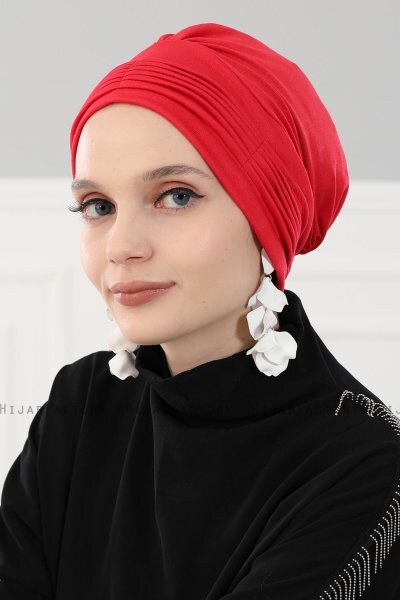 Linda - Turbante De Algodón Rojo - Ayse Turban
