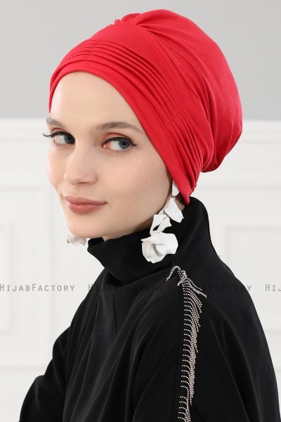 Linda - Turbante De Algodón Rojo - Ayse Turban
