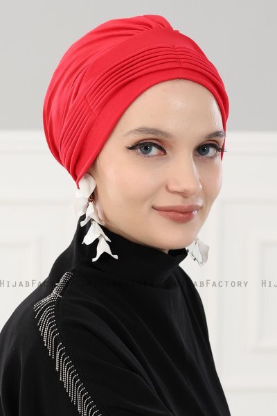 Linda - Turbante De Algodón Rojo - Ayse Turban