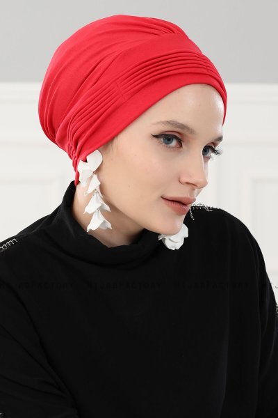 Linda - Turbante De Algodón Rojo - Ayse Turban