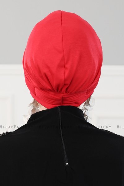 Linda - Turbante De Algodón Rojo - Ayse Turban