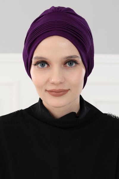 Linda - Turbante De Algodón Púrpura - Ayse Turban