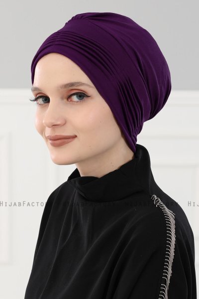 Linda - Turbante De Algodón Púrpura - Ayse Turban