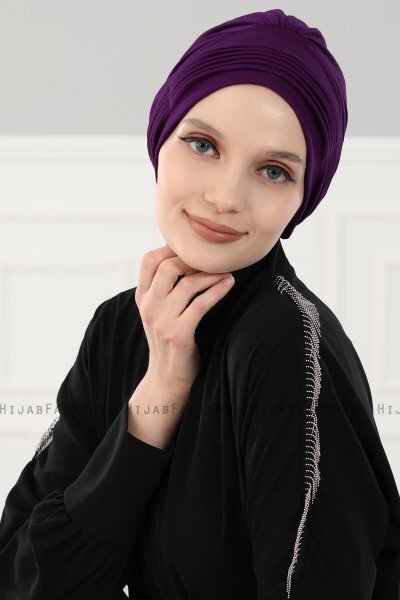 Linda - Turbante De Algodón Púrpura - Ayse Turban