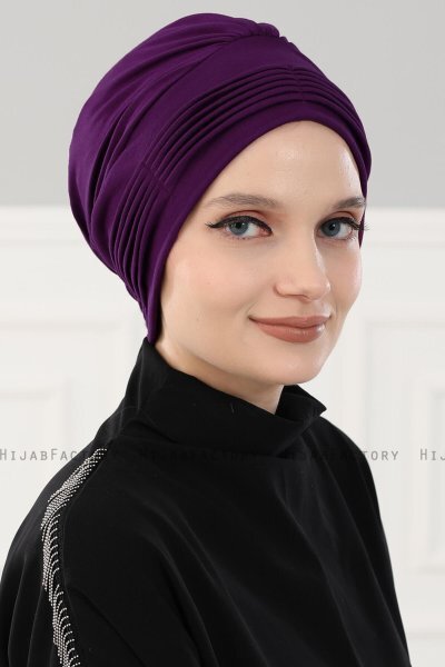 Linda - Turbante De Algodón Púrpura - Ayse Turban