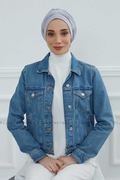 Linda - Turbante De Algodón Gris Claro