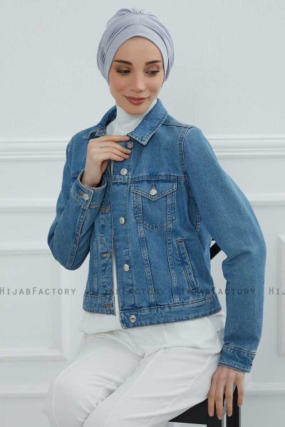 Linda - Turbante De Algodón Gris Claro