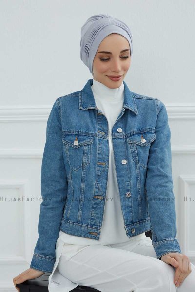 Linda - Turbante De Algodón Gris Claro